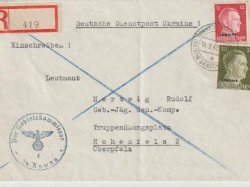 Ukraine,Mi. 14,20, R-Bf. Rowno, DS Der Gebietskommissar in Rowno, nach Hohenfels/Oberpfalz