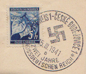SST Budweis , Zwei Jahre im Grossdeutschen Reich, 15 III.41, Vorlage auf Mi. 20