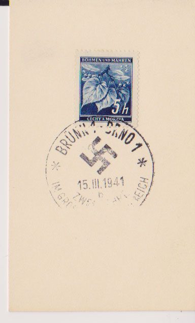 SST BRÜNN, Zwei Jahre im Grossdeutschen Reich, 15.III.41, auf Vorlage mit Mi. 20