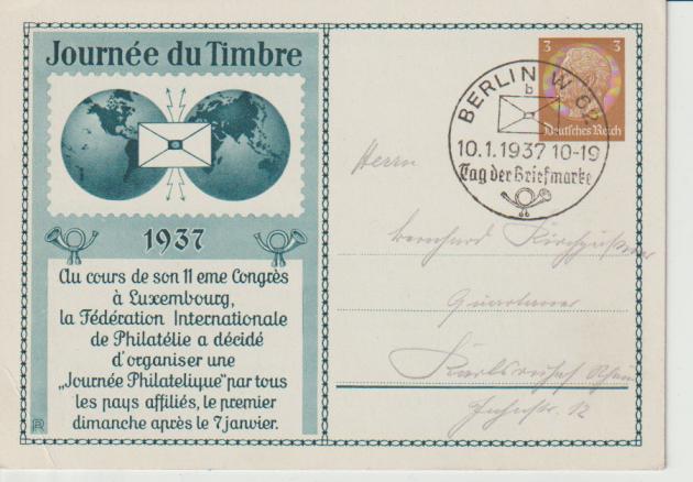 PP, Journée du Timbre 1937, SST Berlin 10.1.37