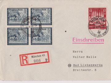 Mi. 889 (4er),862, R-München 26.8.44