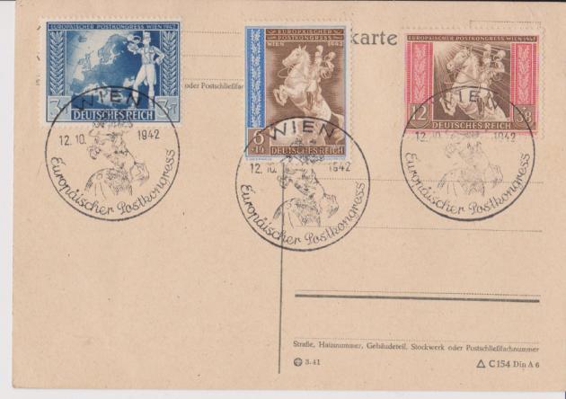 Mi. 820/22, SST Wien 12.10.42, Europäischer Postkongress