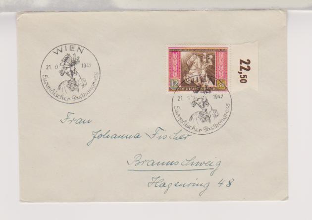 SST  Wien, 21.10.42, Europäischer Postkongress, Mi. 822