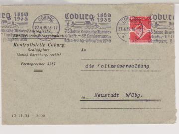 Mi. 572 EF Coburg 27.4.35, BRS Coburg 1860-1935 - 75 Jahre deutsche Turnerschaft...